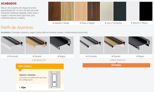 Estructura de seguridad interna y externa de una puerta acorazada CABMA